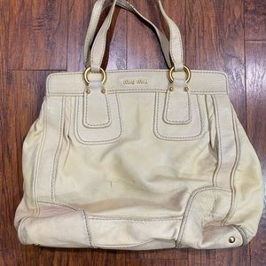 Miu miu ivory lamb skin shoulder bag